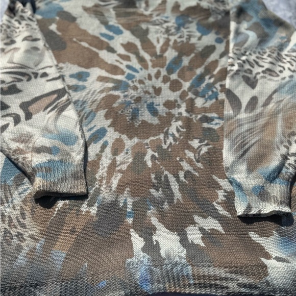 Tempo Paris Sweaters - Tempo Paris Brown and Blue Patterned Crewneck Sweater
